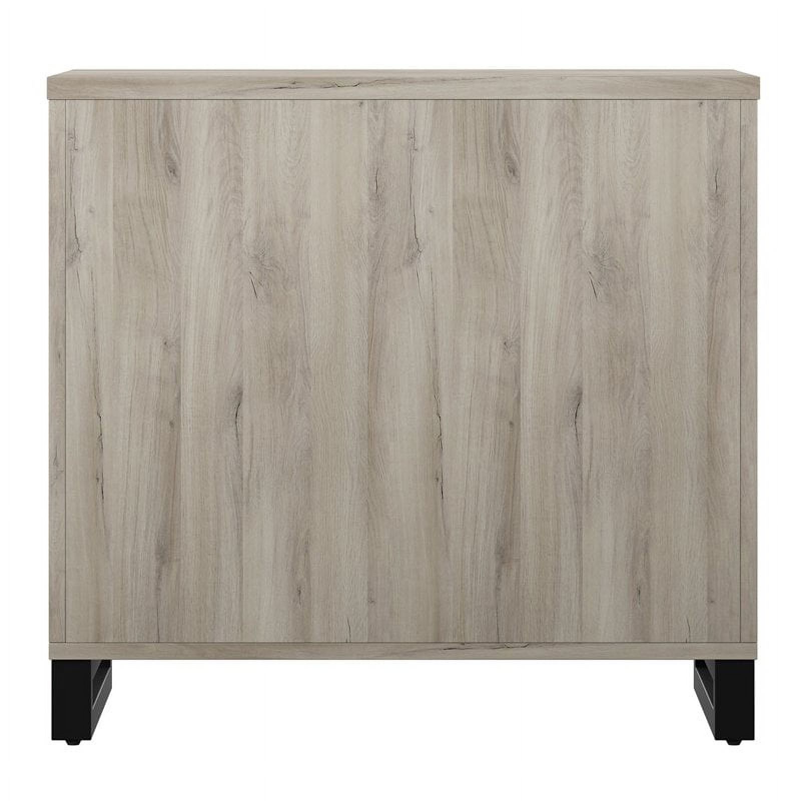 HomeFare Industrial Farmhouse 2 Door Storage Cabinet Gray Weathered Oak