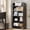 Black, variant on Zenira 5-Shelf Multi-Functional Modern Wood Bookcase with Curved Design, Dust-Proof Baffle, and Sturdy Construction for Home Office,Brown