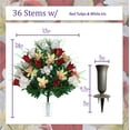 thumbnail image 3 of Sympathy Silks Artificial Cemetery Flowers Red Tulips/White Iris Bouquet with Vase, 3 of 7