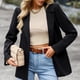 thumbnail image 4 of Chaqueta de traje con cuello vuelto para mujer Chaqueta con botones de trabajo de oficina con dobladillo dividido en la espalda de manga larga y bolsillo con solapa Negro S, 4 of 6