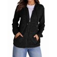 thumbnail image 2 of Sweaters for Women Long Sleeve Knitted Zip Up Hoodies Ribbed Pullover Loose Casual Sweatshirts with Pocket Black XL, 2 of 9