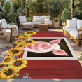 thumbnail image 2 of Pigs Sunflowers Outdoor Rug for Patio/Deck/Porch, Non-Slip Large Area Rug 5 x 7 Ft, Farmhouse Red Barn Flowers Animals Indoor Outdoor Rugs Washable Area Rugs, Reversible Camping Rug Carpet Runner, 2 of 8