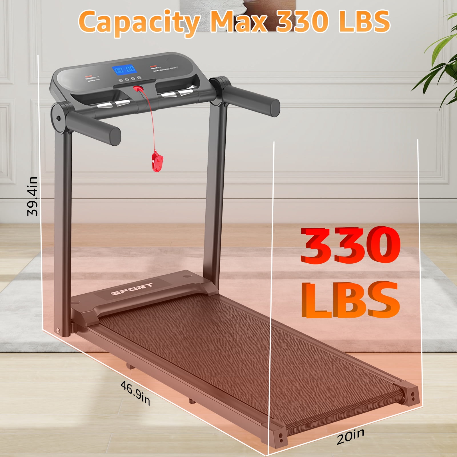 Jacgood 3HP Foldable Treadmill with 13 Programs,6.2MPH Walking Jogging Running Machine with Mobile Roller Design For Home Gyms