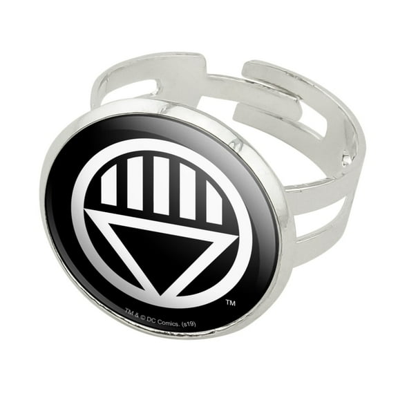 Green Lantern Blackest Night Black Lantern Logo Silver Plated Adjustable Novelty Ring