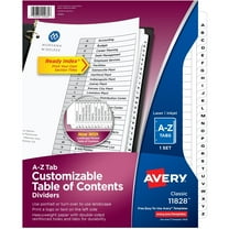 Avery Ready Index A-Z 26 Tab Dividers, Customizable TOC, 1 Set (11828)
