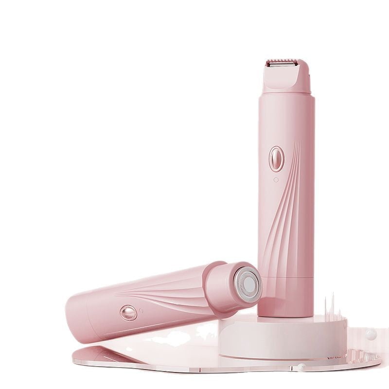 2-in-1 Electric Bikini Trimmer for Women, Waterproof Dual-Head Shaver & Epilator for Pubic, Underarm, Legs & Face, Rechargeable Painless Hair Removal, Womens Razors for Shaving, (Pink)