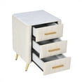 thumbnail image 2 of CRO Decor Wooden Nightstand with 3 Drawers and Metal Legs&Handles-Beige, 2 of 12