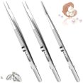 thumbnail image 4 of Muyoka Pinzas de joyería de 3 piezas con bloqueo de cinturón antideslizante y pinzas de gemas de ranura Pinzas de piedras de diamante de acero inoxidable Herramientas precisas para hacer joyas para cl Muyoka Hogar, 4 of 7