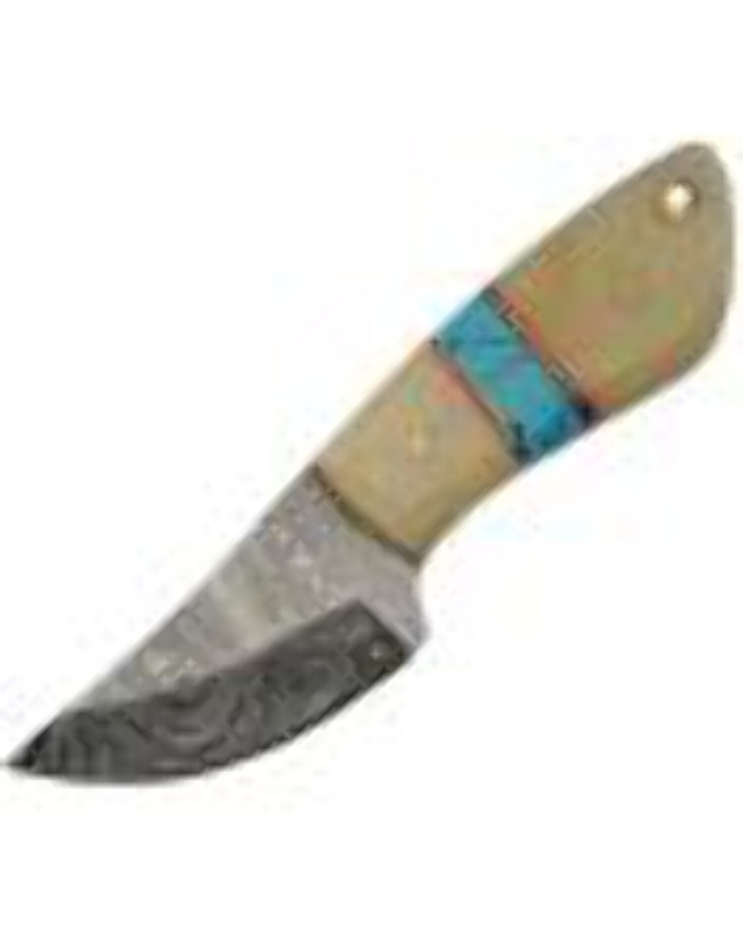 Hunting Knife | Damascus Blade White Bone/Turqoise Full Tang Skinner + Sheath