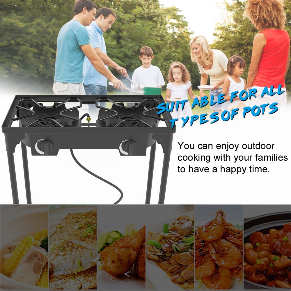 KAPAS Portable 2-Burner Propane Stove, Outdoor/Indoor Use, 15,000 BTU, Model KPS-DB02