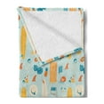 thumbnail image 2 of Hawaii Soft Flannel Fleece Blanket, Repetitive Summer Items with Pattern Surfboard Ice Cream Bikini Ananas, Cozy Plush for Indoor and Outdoor Use, 60" x 80", Pale Blue and Multicolor, by Ambesonne, 2 of 5