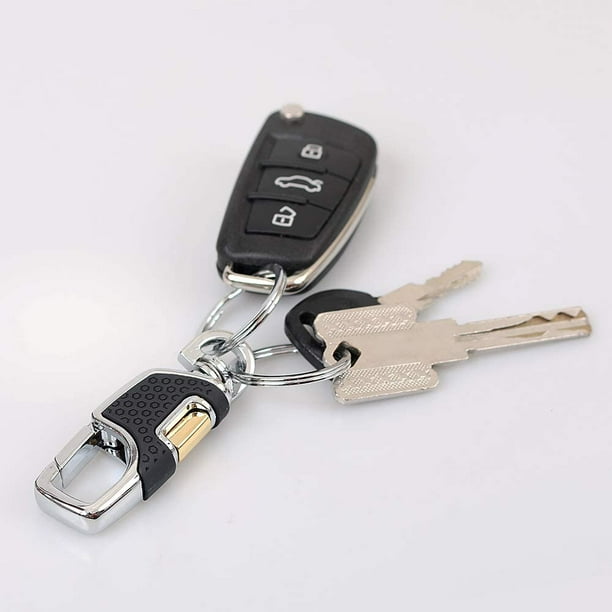 homEdge Heavy Duty Keychain, 2-Pack Car Key Chains with 2 Metal Key Rings, Carabiner Clip, Black and Brown