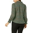 thumbnail image 3 of INSPIRE CHIC Women's Ruffle V Neck Geometric Printed Puff Sleeve Top Green L, 3 of 6