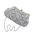 thumbnail image 2 of Elegant Braided Pleated Glitter Rhinestone Clutch Evening Bag, 2 of 5