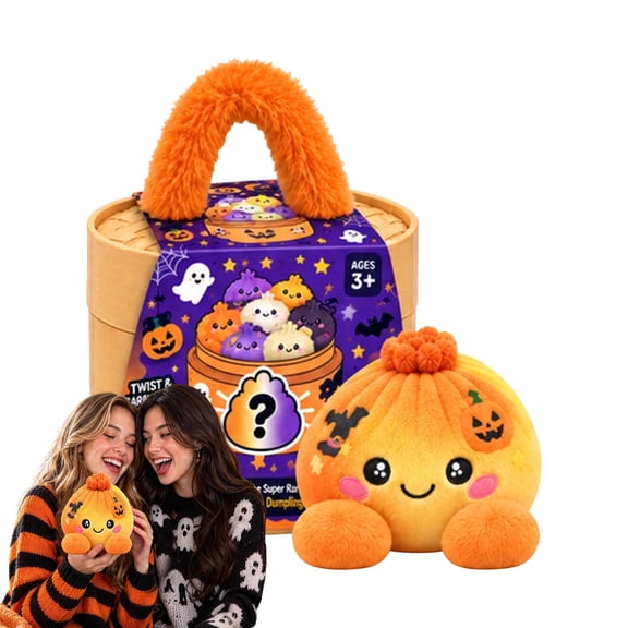 Halloween Giant Dumpling Pillow Cute Plush Stuffed Steamed Bun Pillow Home Decor Orange