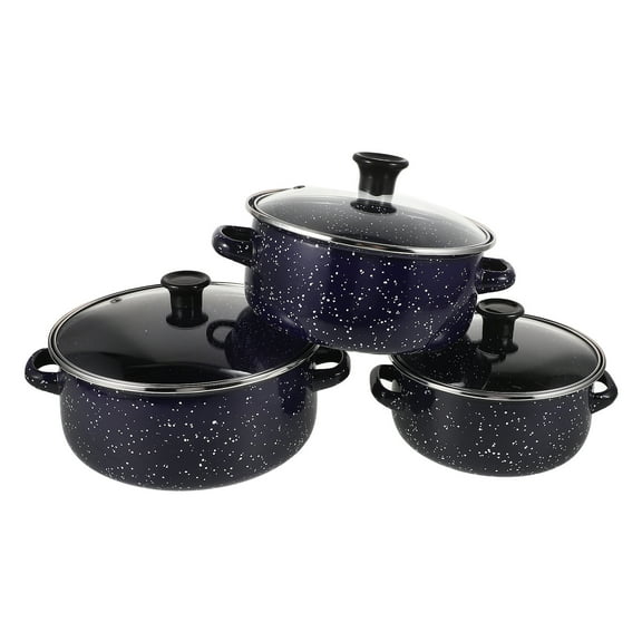 HEMOTON  Stock Pot with Lid Mini Soup Three-piece Set Travel