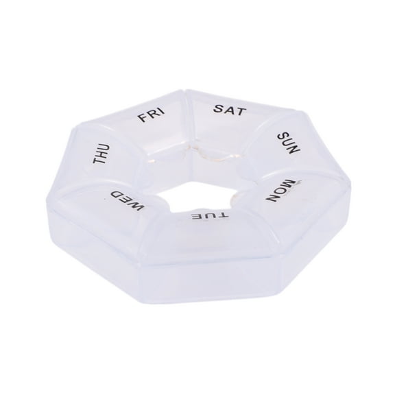 Unique Bargains 1 Pc 7 Grids Polygonal Pill Case Lightweight for Travel Clear White
