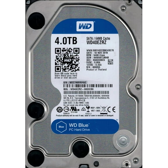 WD40EZRZ-00GXCB0 DCM: HHNNNTJMHB WCC7K Western Digital 4TB