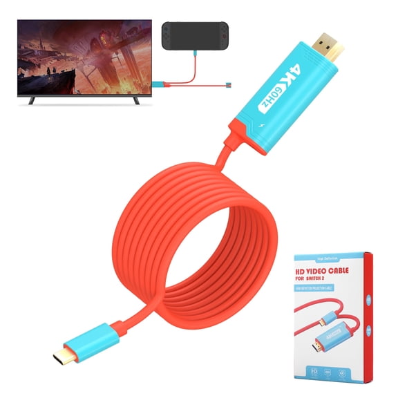 Switch 2 TV Adapter Docking Station, 4K@60Hz 18 Gbps USB C to HDMI 2.0 Adapter for TV/Monitor, 6.6ft 100W PD Play While Charging, Portable Travel TV Cable for Nintendo Switch 1 and 2/Steam Deck/OLED