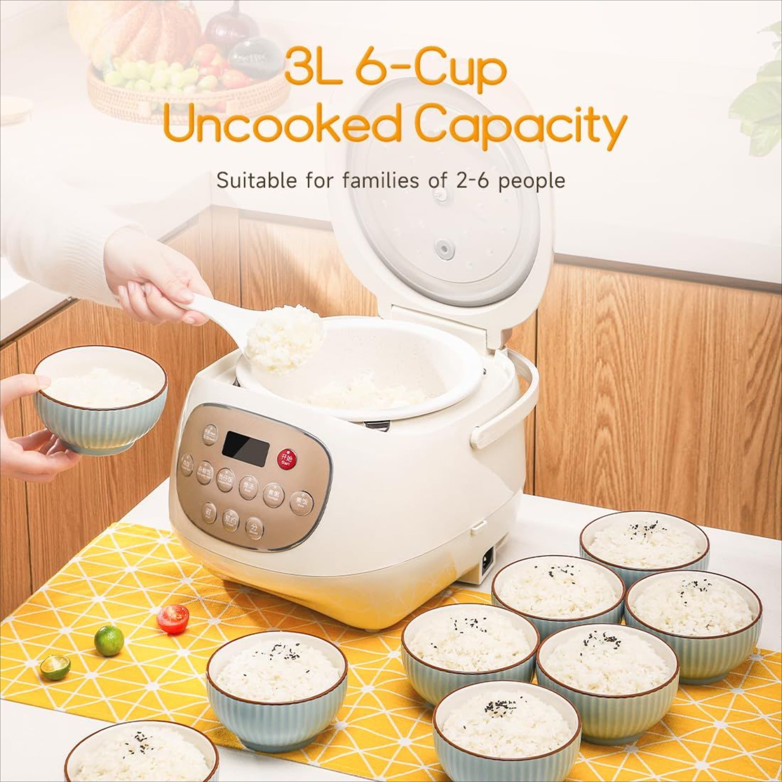 Thermal 3-liter Rice Cooker with 6-cup Capacity for Raw Rice, Equipped with An Inner Pot, and With Suspended Heating Technology, Suitable for Restaurants, Home Kitchens, Etc.