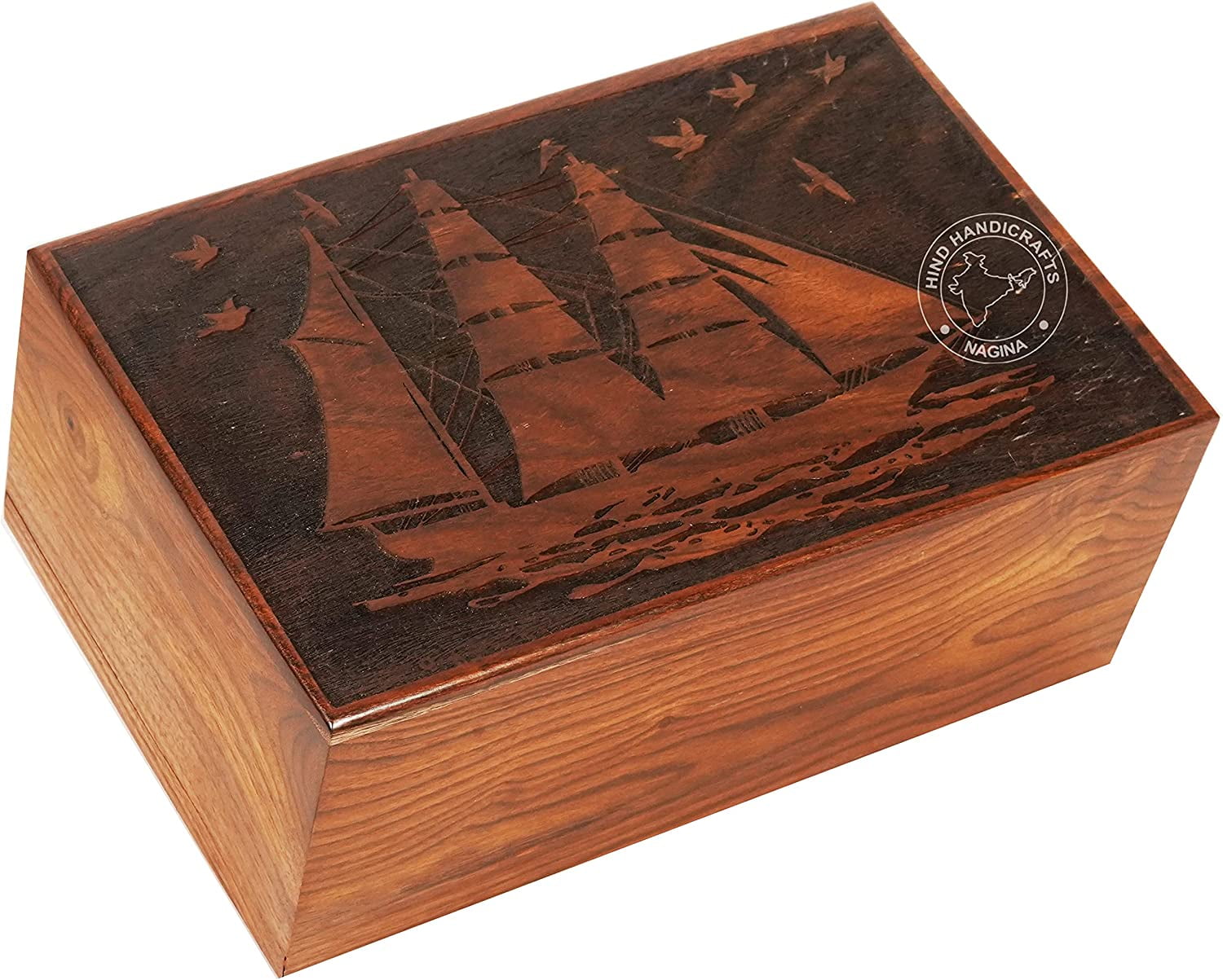 HIND HANDICRAFTS Wooden Box Funeral Cremation Urns for Human Ashes