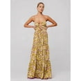 thumbnail image 2 of Summer Floral Women Spaghetti Straps Hollow Out Tie Front Maxi Dress Flowy Smocked - Dress Yellow-Green XL, 2 of 4