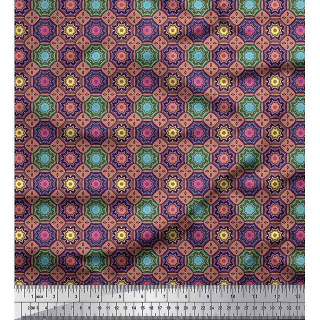 Soimoi Modal Satin Fabric Floral Mandala Print Fabric by Yard 42 Inch Wide