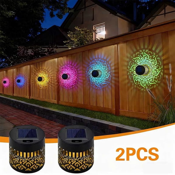 4/2pcs Solar Mandala Outdoor Lights, IP44 Wall Fence & Deck Lights, Auto On/Off Christmas Decorative Lanterns for Garden, Patio, Backyard, Ideal Holiday Gift