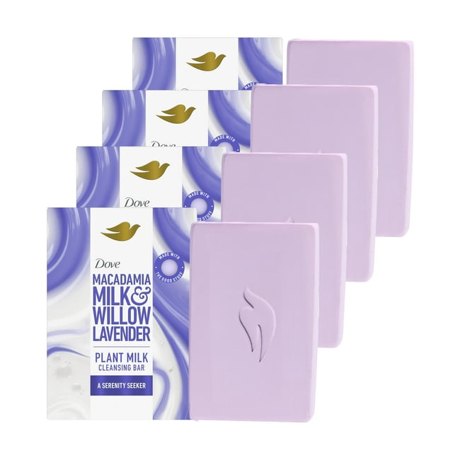 Jabón limpiador en barra Dove Plant Milk Macadamia & Willow 150 g x4