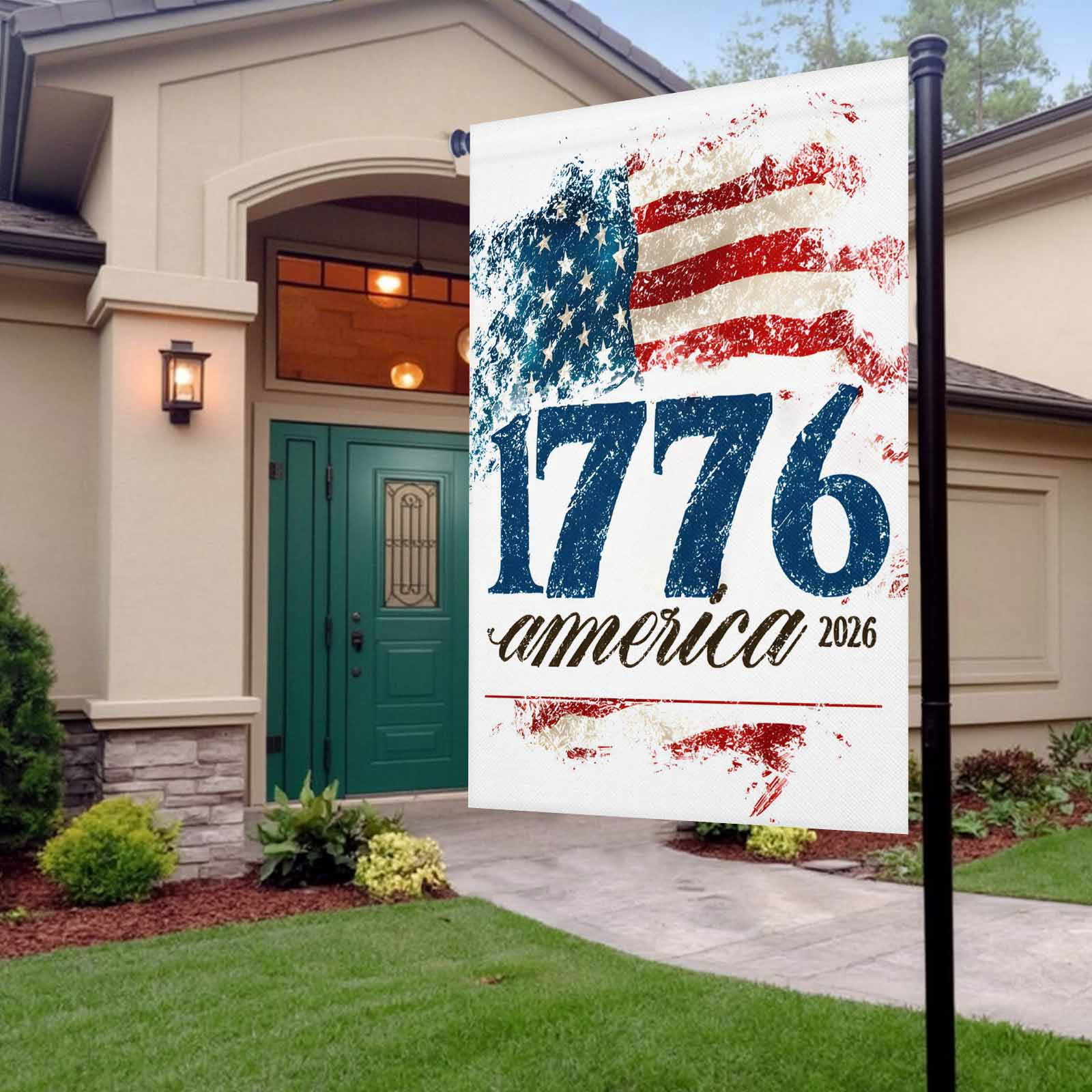4th of July Garden Flags America1776-2026 Garden Flag Double Sided Welcome Flag Vintage USA Flag Independence Day Yard Flags for Outdoor Lawn Porch Memorial Day Seasonal Holiday Decor 28x40 Inch