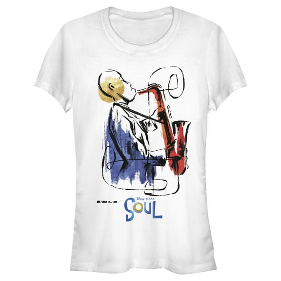 Junior's Soul Watercolor Saxophonist Graphic Tee White Medium