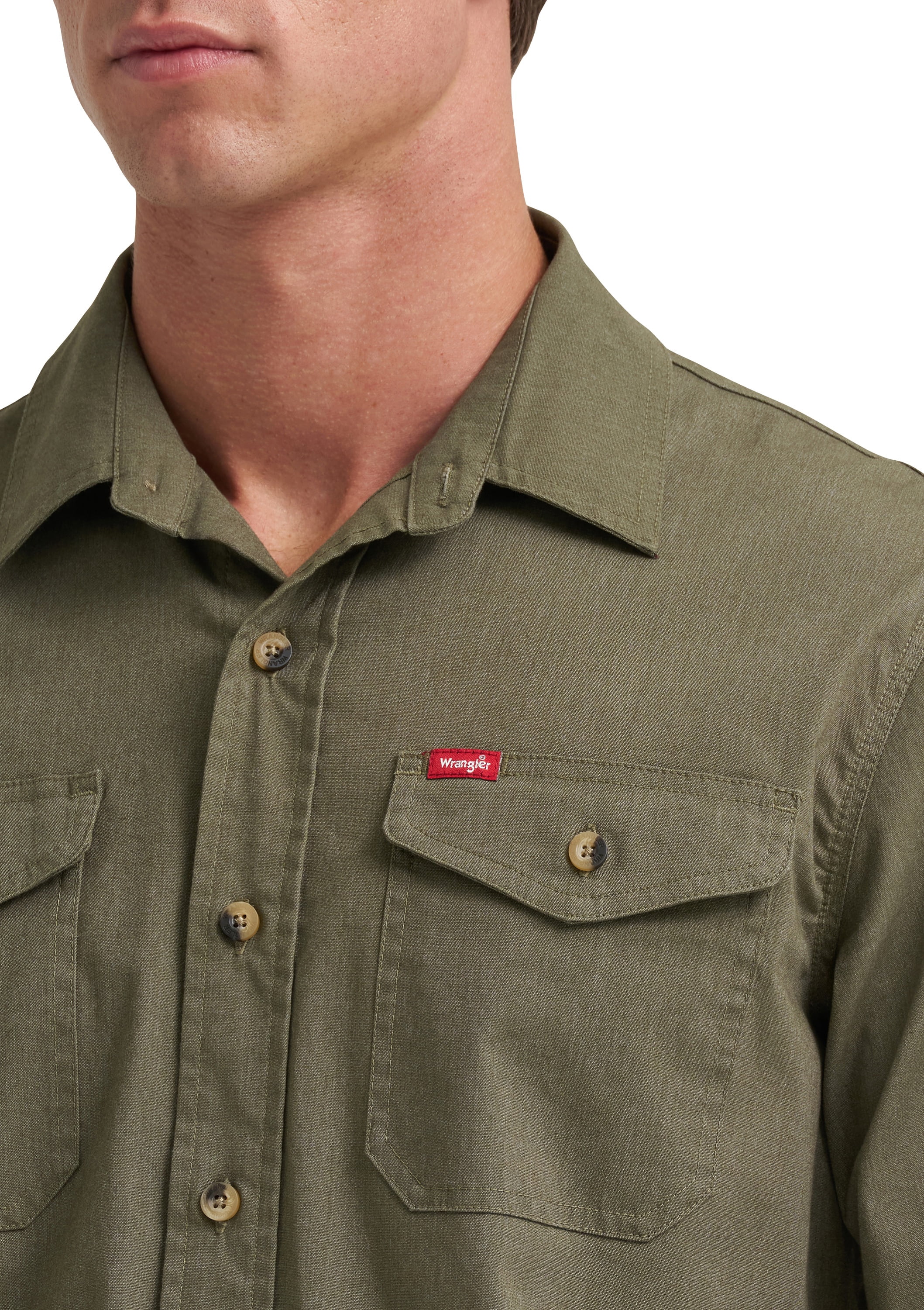 Wrangler® Mens Long Sleeve Heritage Solid Shirt