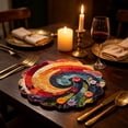 thumbnail image 4 of Topukaiba Round Faux Rattan Printed Placemats Set of 6, Anti-Slip Heat Resistant Table Mats, Boho Gradient Woven Vinyl Dining Mats for Kitchen Home Restaurant Decor,15",Multicolor-D, 4 of 8