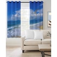 thumbnail image 2 of Summer Beach Kitchen Curtains Coastal Birds Blue Sky Cafe Short Curtains for Bathroom Blackout Window Curtain Grommet Small Window Treatment Tier Drapes for Bedroom Living Room 27.5"x39"x2, 2 of 9