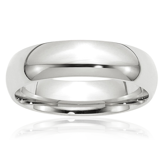 14K Solid White Gold 6mm Comfort Fit Plain Classic Wedding Band Ring