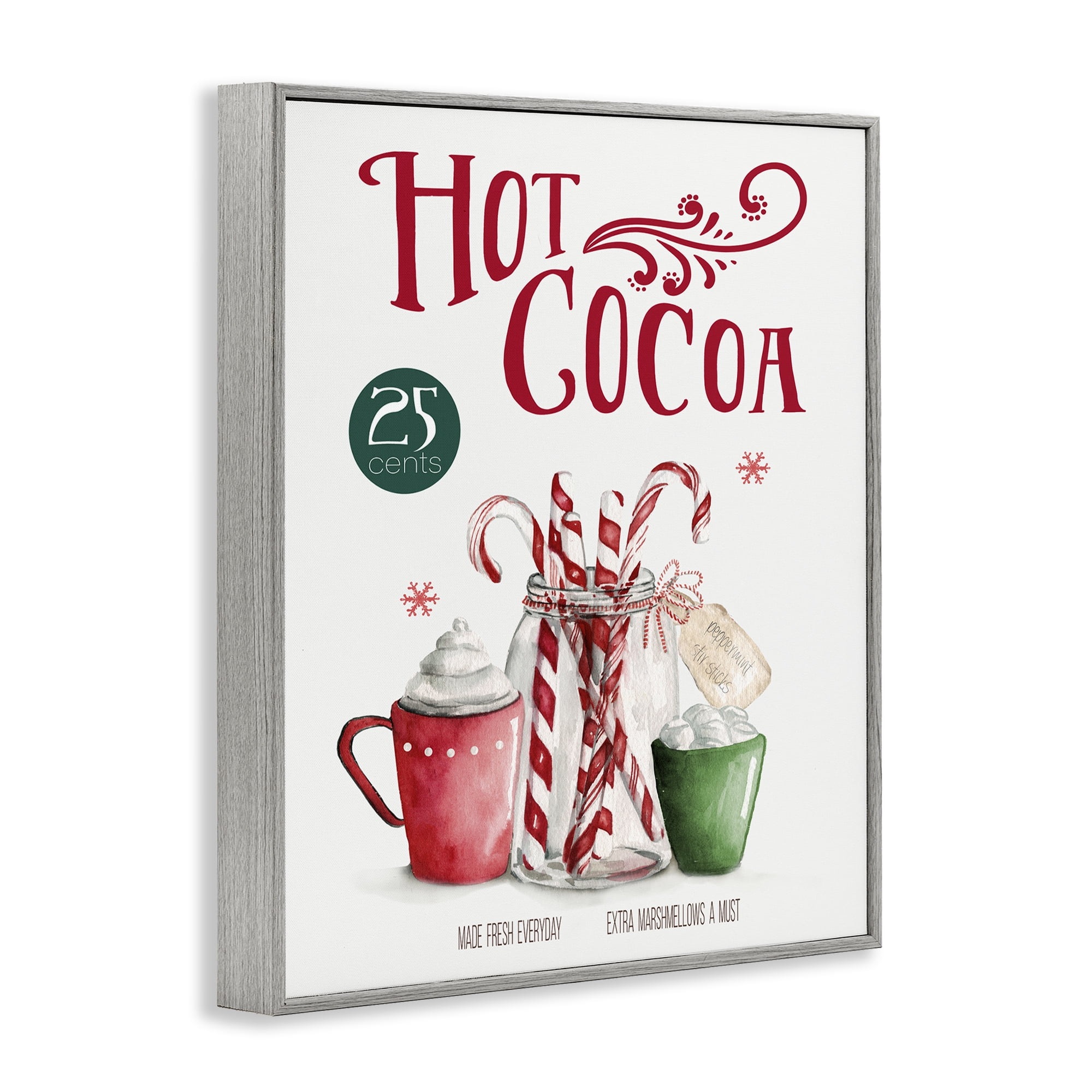 Stupell Industries Vintage Winter Hot Cocoa Holiday Painting Gray Framed Art Prints Wall Art, 11 x 14