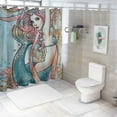 thumbnail image 7 of Chilfamy  Mermaid Stall Shower Curtain, Cartoon Woman in Sea Sirens of Greek Myth Female Human Tail of Fish Image, Fabric Bathroom Decor Set with Hooks, Pink Blue White, 7 of 7