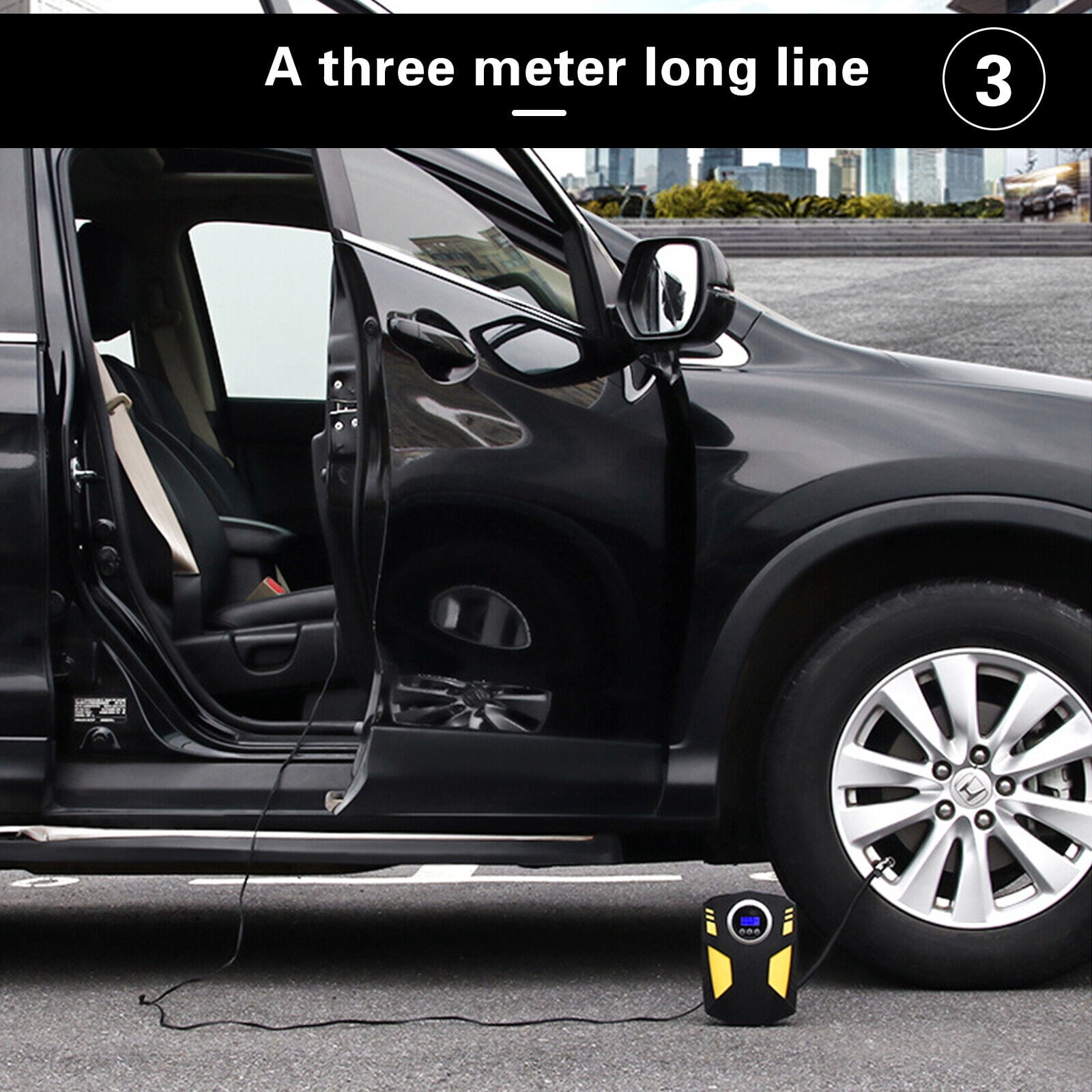 Tire Inflator Air Compressor,Dfito Portable Car Air Pump with Digital Pressure Gauge, 12V 150 Psi Cordless, Bright LED Light