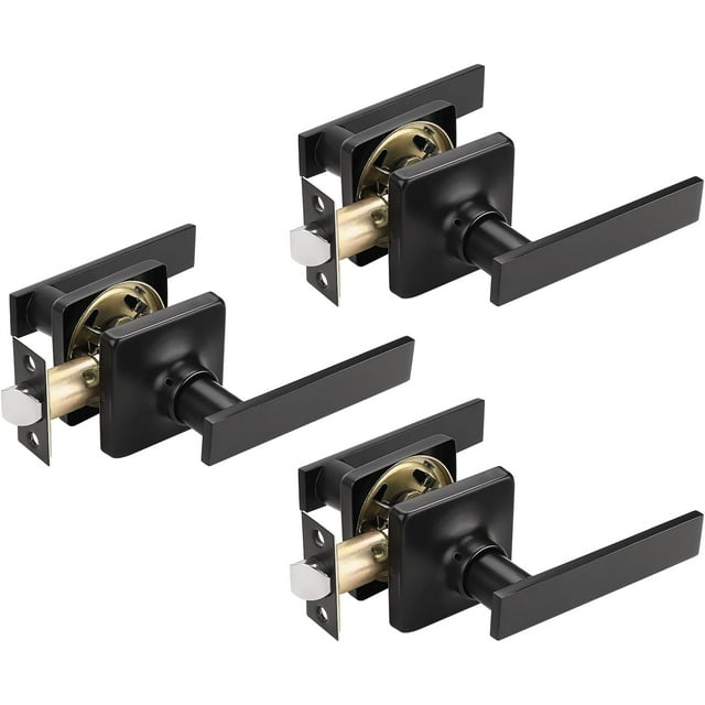 Satin Nickel Passage Door Handles Interior Brushed Nickel Door Handles Indoor Keyless Non-Locking Lever Set for Hallway or Closet Doors Reversible for Right/Left Handed Door