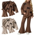 thumbnail image 6 of Enyan Toddler Baby Girl Clothes Outfit Long Sleeve Shirt Top Bell Bottom Pants Two Piece Fall Winter Outfits,9-12 Months, 6 of 6