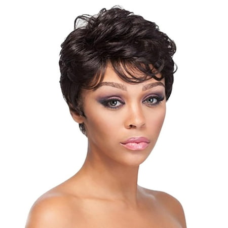 Cyber Monday Deals 2021 Tuscom Synthetic Cool Short Curly Women's Wigs Black Natural Hair Wigs Female