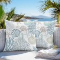 thumbnail image 3 of Light Blue Teal Coastal Throw Pillow Covers 18x18 Inch Set of 2, Summer Beach Coral Shell Ocean Waterproof Outdoor Pillow Covers, Decorative Cushion Pillowcases for Couch, Sofa, Bed, Garden, Patio, 3 of 9