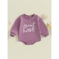 thumbnail image 2 of Suealasg Baby Boys Girls Valentine’s Day Romper 3M 6M 12M 18M Toddler Spring Bodysuits Infant Boys Girls Letter Heart Print Long Sleeve Round Neck One Piece Jumpsuit, 2 of 9