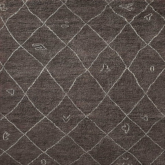 Ahgly Company Indoor Square Mid-Century Modern Rose Purple Oriental Area Rugs, 7' Square
