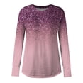 thumbnail image 5 of Womens T Shirts Long Sleeve Round Neck Printed Fashion Thumbhole Tunic Shirt Top Hot Pink M, 5 of 5