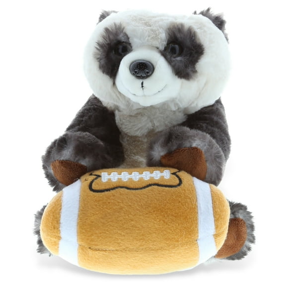DolliBu Squat Panda Stuffed Animal with Football Plush - Soft Plush Huggable Panda, Adorable Playtime Plush Toy, Cute Wildlife Gift, Football Plush Doll Animal Toy for Kids and Adults - 10 Inch