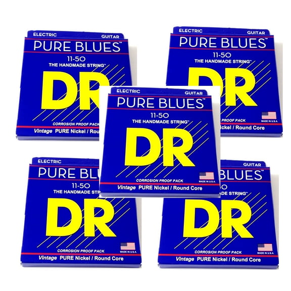 DR Guitar Strings 5 Pack Electric Pure Blues Vintage Pure Nickel 11-50