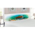 thumbnail image 2 of Ocean Headboard, Sea Turtle Swims in the Ocean Tropical Underwater World Aquarium Illustration Print, Upholstered Decorative Metal Bed Headboard with Memory Foam, King Size, Green Brown, by Ambesonne, 2 of 4