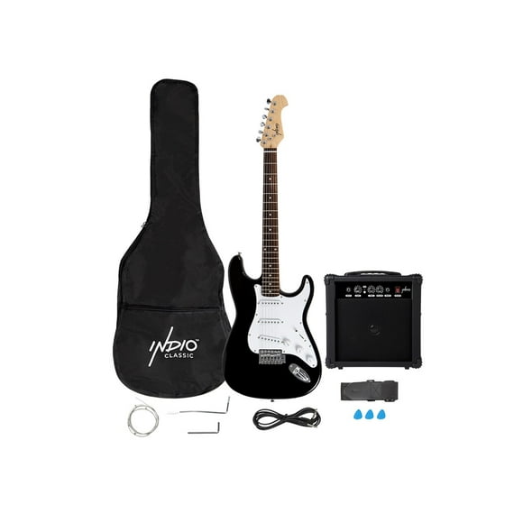Monoprice Cali Complete Electric Guitar Package with 10W Amp and Gig Bag, Guitar Strap, and a 1/4in Guitar Cable, Ideal For Beginners - Indio Series