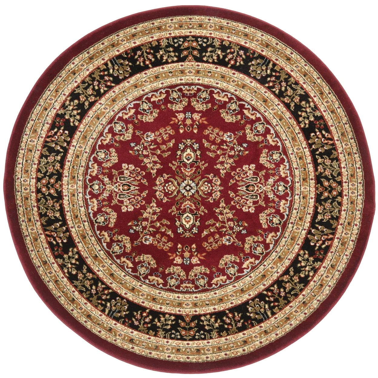 SAFAVIEH Lyndhurst Isadora Traditional Bordered Area Rug, Red/Black, 5'3" x 5'3" Round